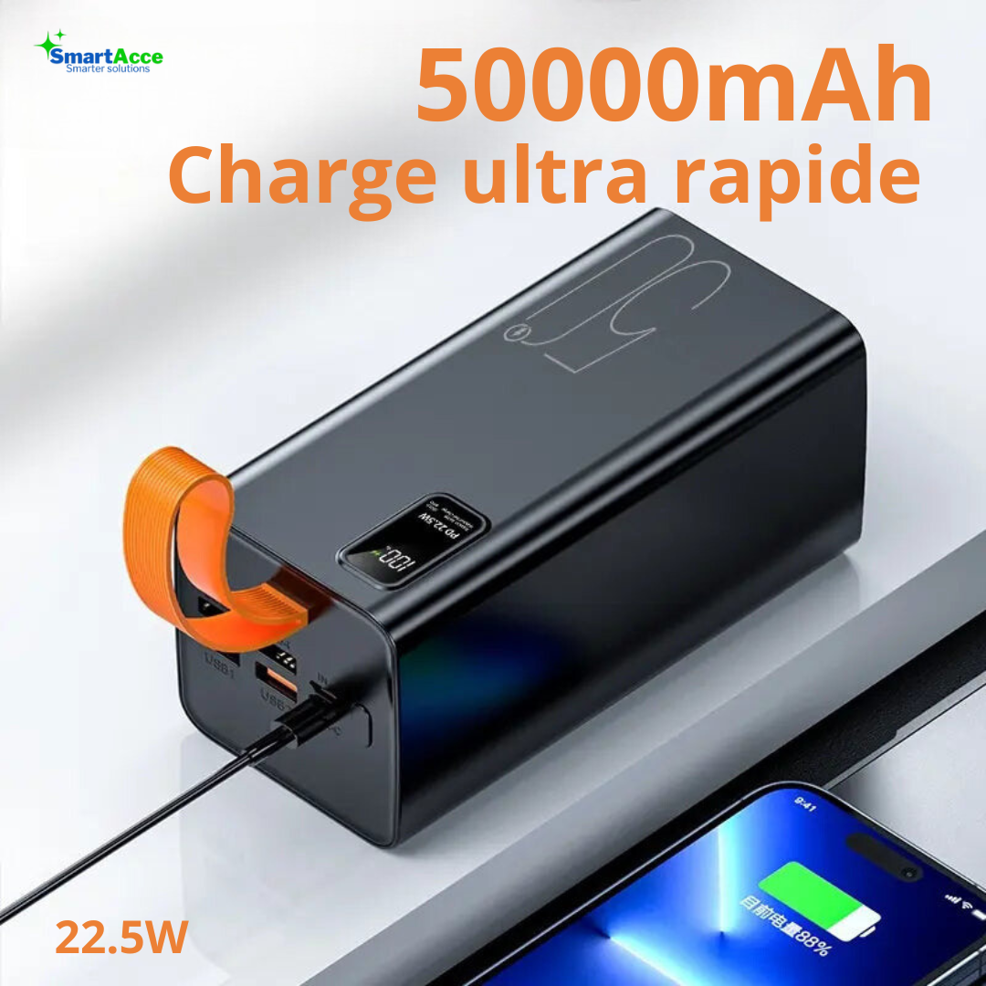 Powerbank 50000 mah USB C câble chargeur rapide batteries 50000 mah Station d'alimentation avec lumière LED