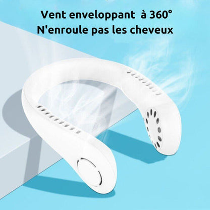 Ventilateur de cou portable pour l'extérieur, pliable Rechargeable Mini usb Portable ventilateur de cou de refroidissement