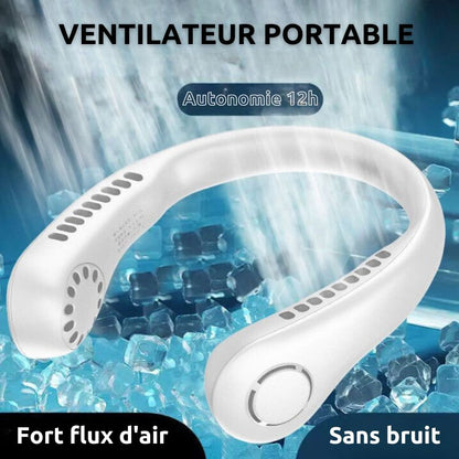 Ventilateur de cou portable pour l'extérieur, pliable Rechargeable Mini usb Portable ventilateur de cou de refroidissement